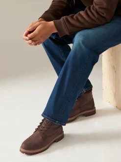 Boots*Next Bruin - Leren laarzen met veters