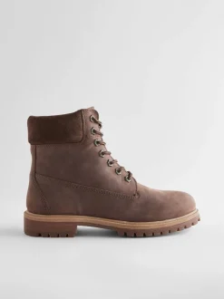 Boots*Next Bruin - Leren laarzen met veters