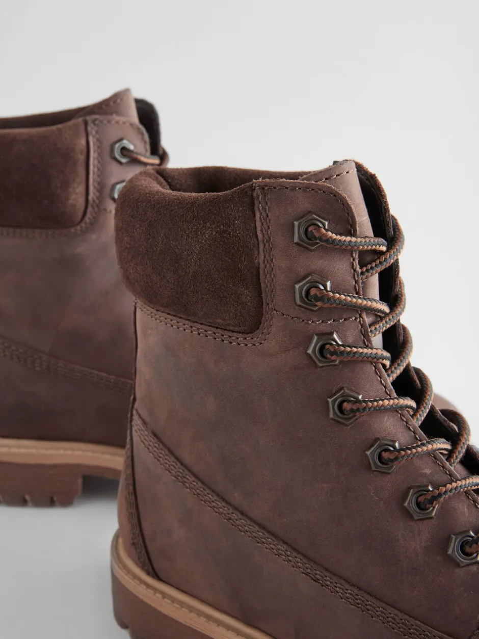 Boots*Next Bruin - Leren laarzen met veters