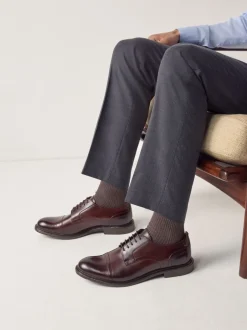 Formele Schoenen|Next - Leren schoenen met contrasterende neus Bruin