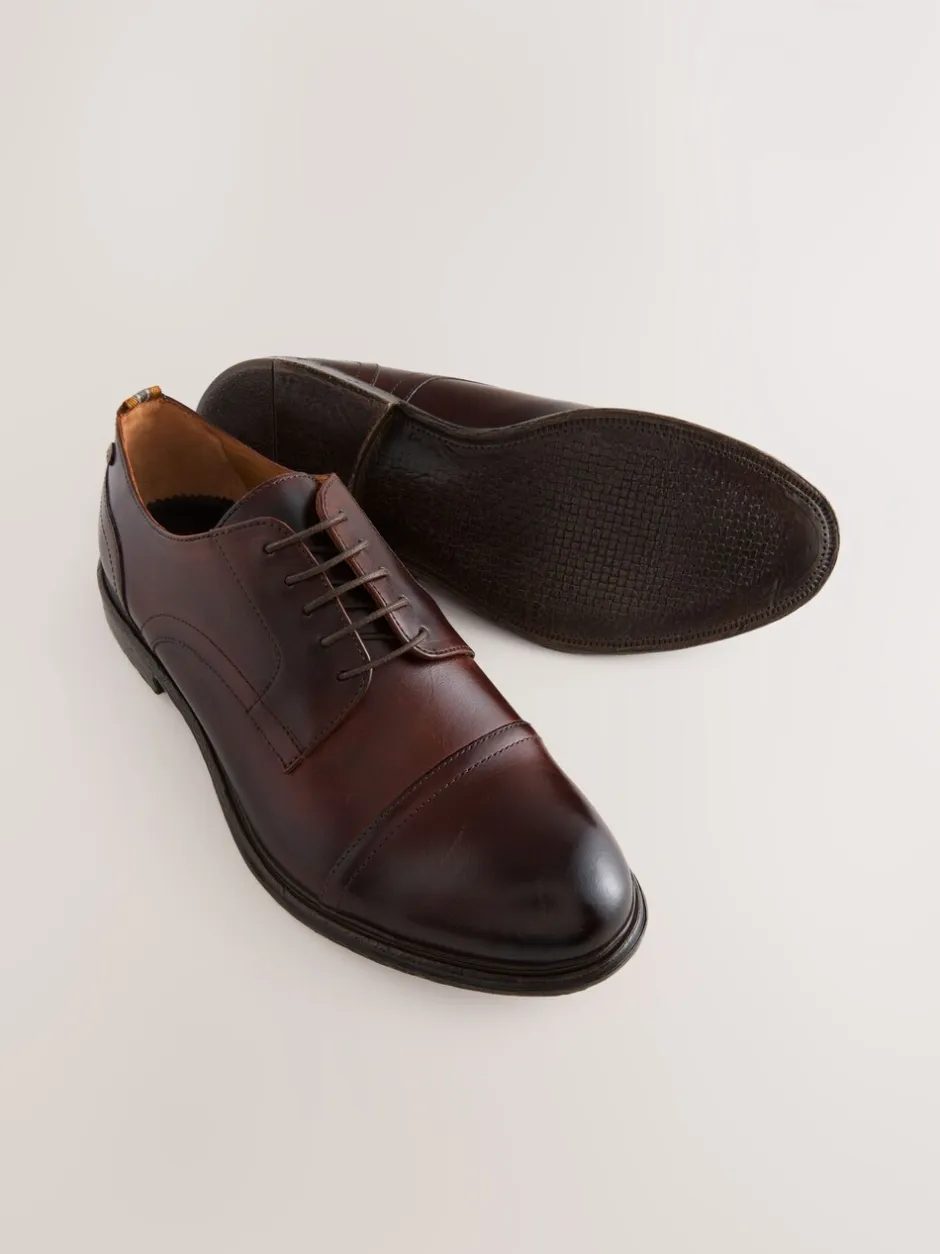 Formele Schoenen|Next - Leren schoenen met contrasterende neus Bruin