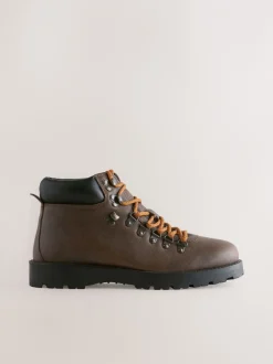 Boots|Next Bruin - Leren wandelschoenen