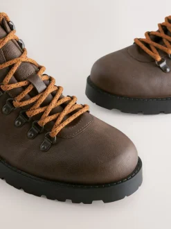 Boots|Next Bruin - Leren wandelschoenen