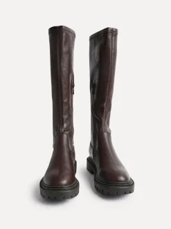 Boots|Linzi - Hallie hoge stretchy laarzen Bruin