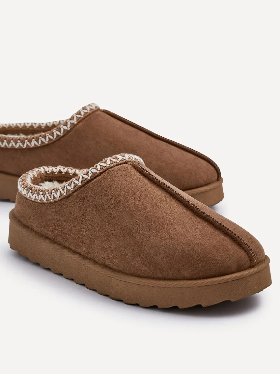 Pantoffels*Linzi - Tana Faux Suede Slip-On Slippers Bruin