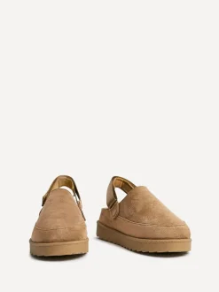 Lage Schoenen*Linzi - Teddy Slip-On Slingback Clogs Bruin