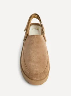 Lage Schoenen*Linzi - Teddy Slip-On Slingback Clogs Bruin