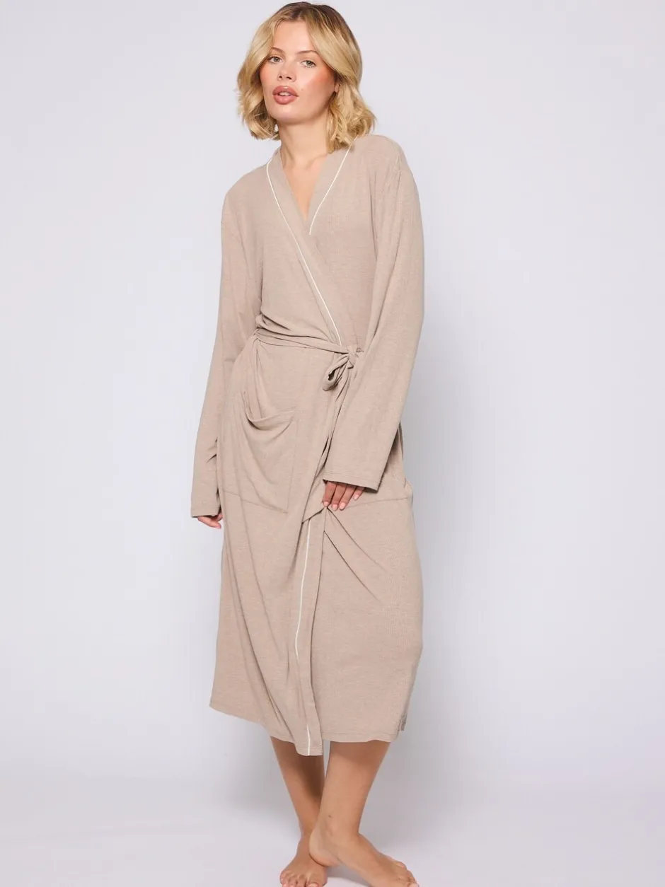 Badjassen*Loungeable - Rib Kimono Dressing Gown Bruin