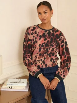 Hoody's En Sweatshirts*Love & Roses Bruin - - Jersey sweatshirt met ronde hals