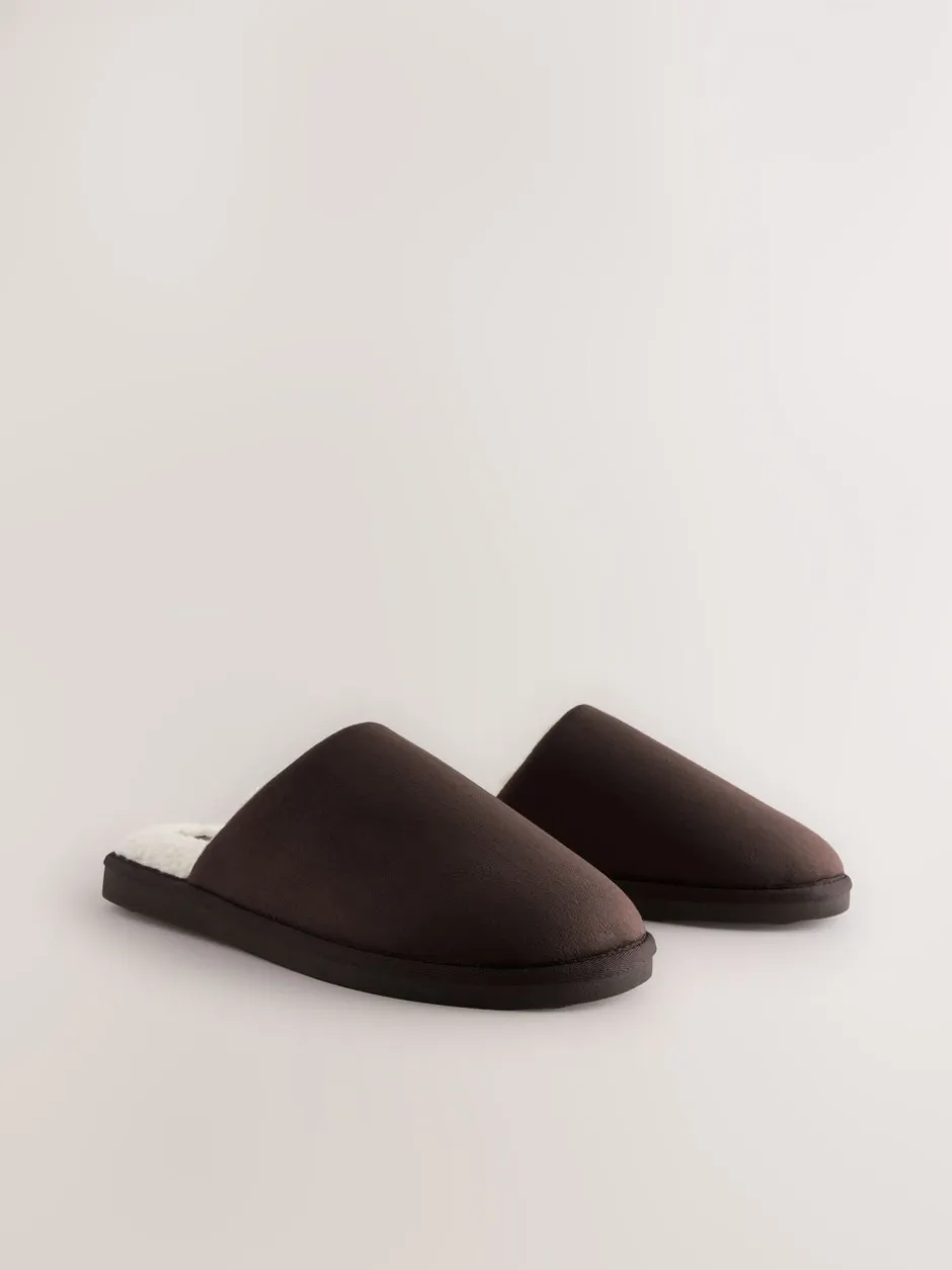 Pantoffels|Loungewear|Next - Microsuede Mule Slippers Bruin
