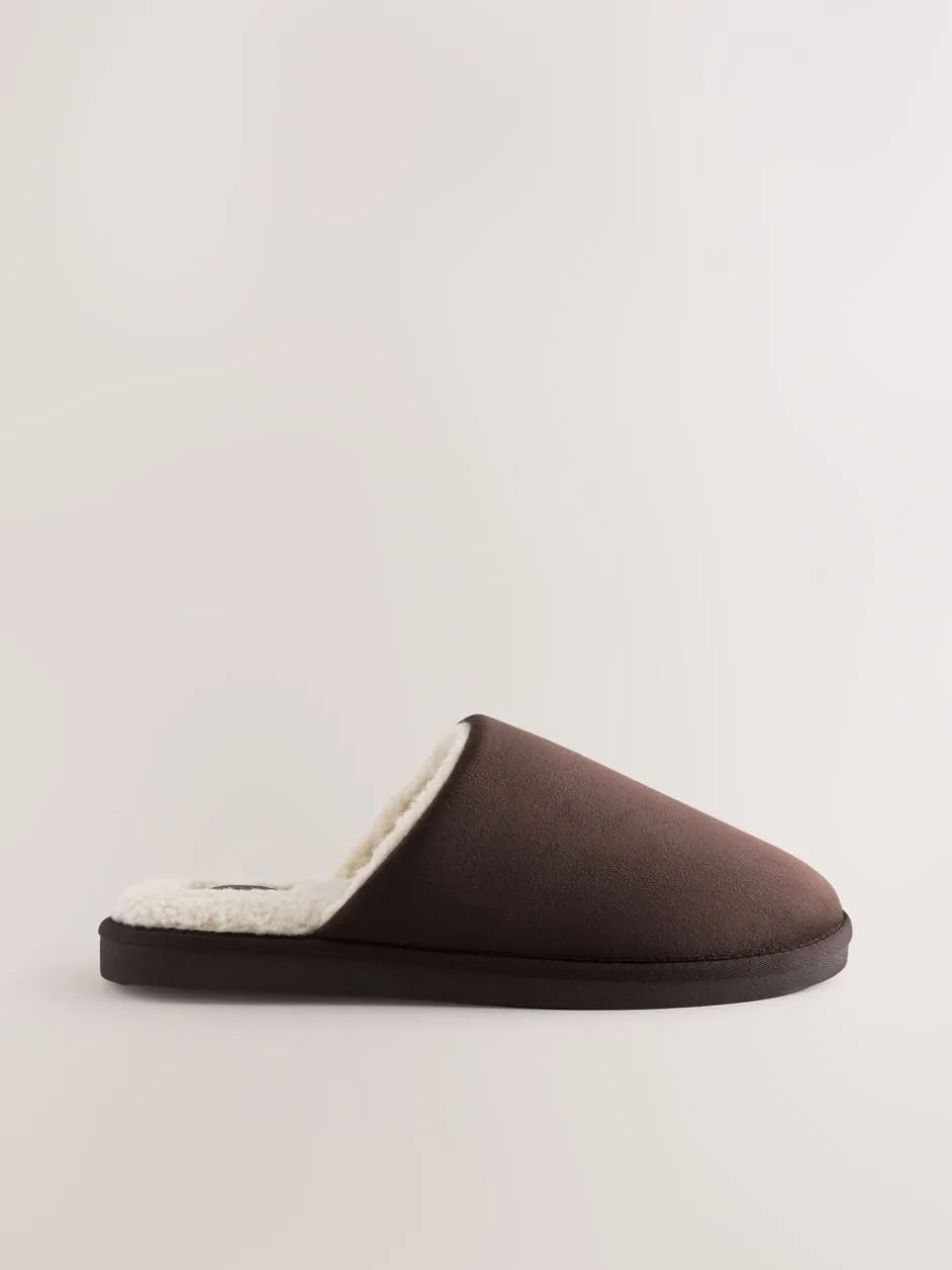 Pantoffels|Loungewear|Next - Microsuede Mule Slippers Bruin