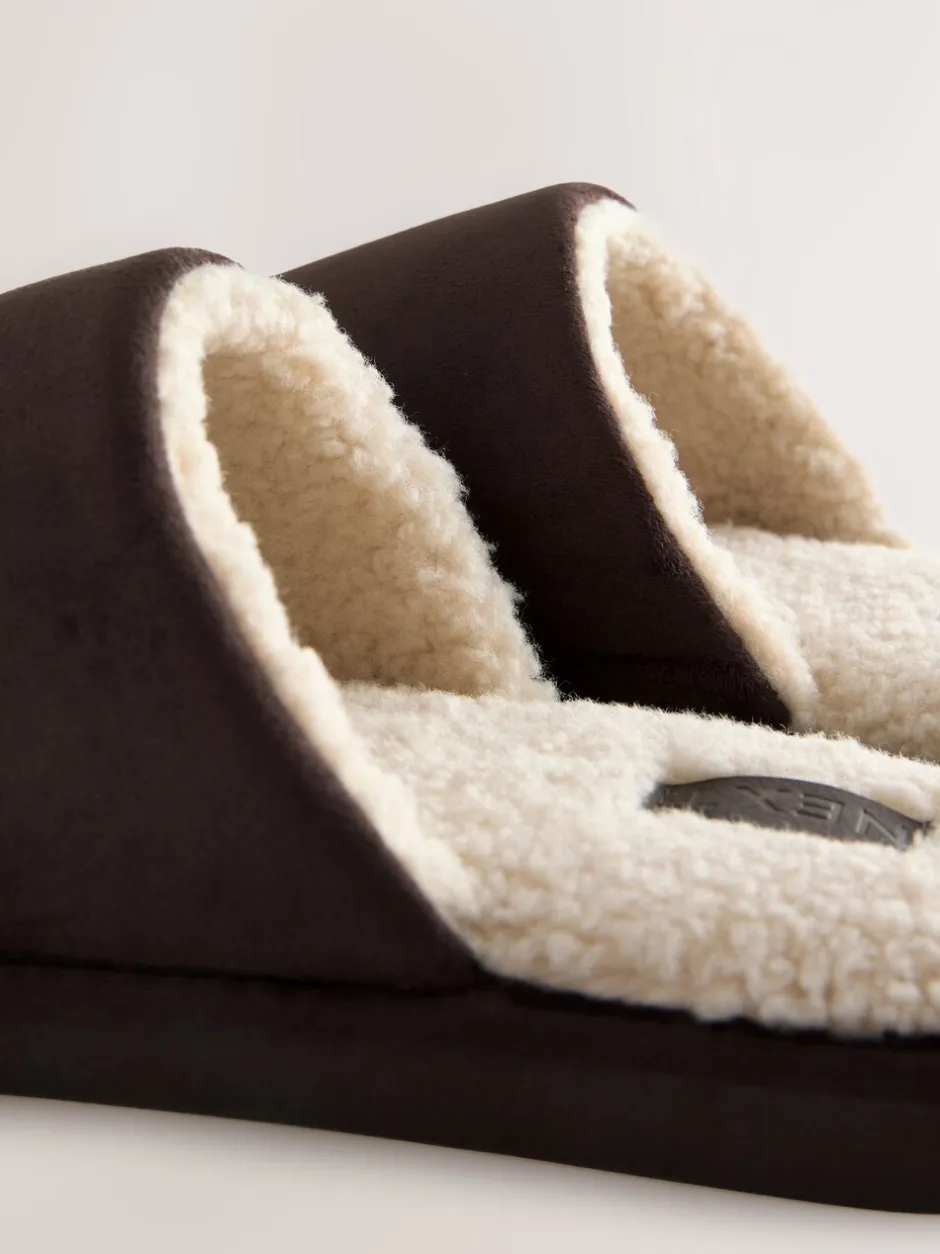 Pantoffels|Loungewear|Next - Microsuede Mule Slippers Bruin