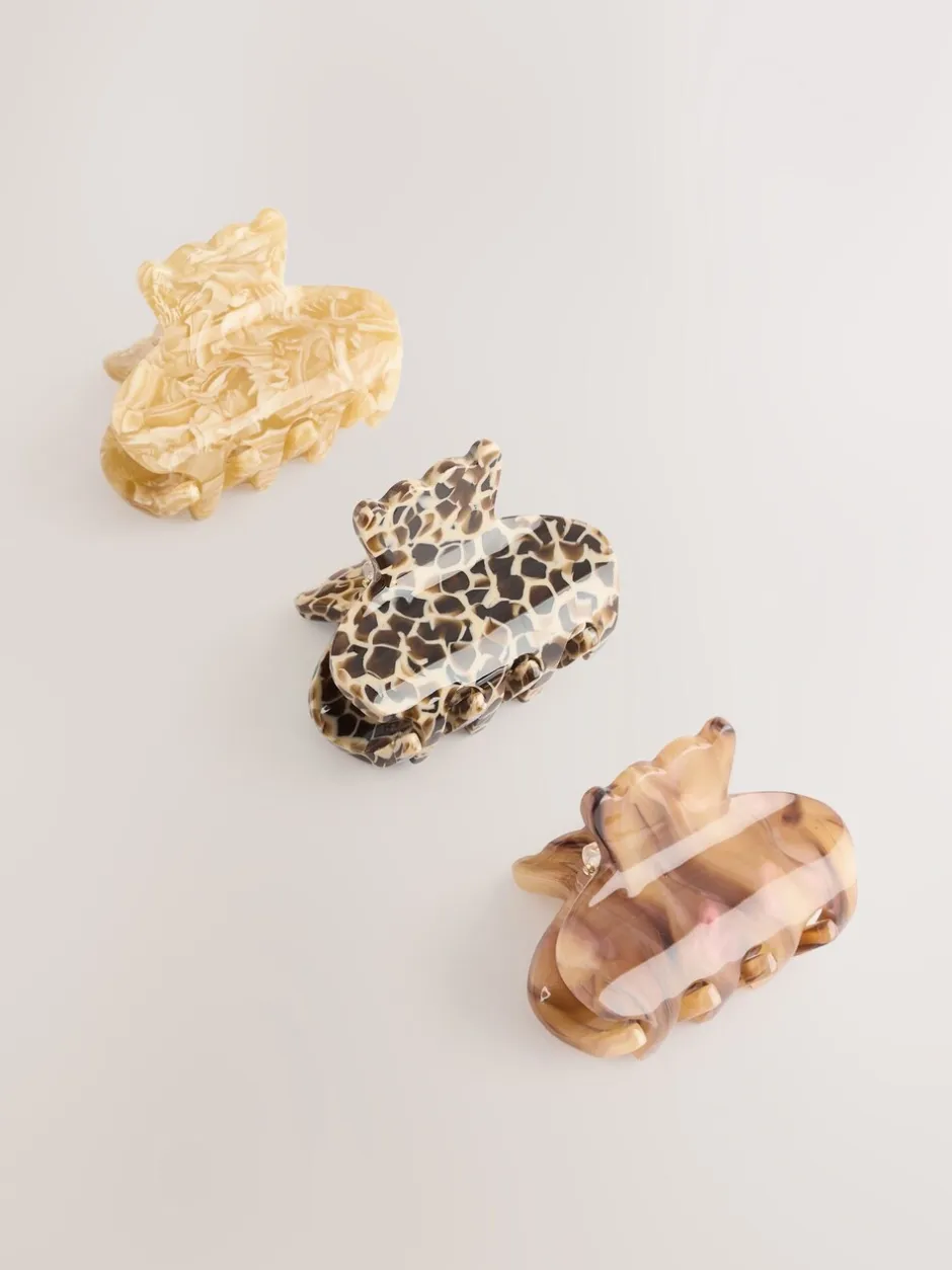 Mutsen, Handschoenen En Sjaals|Sieraden*Next Bruin - Mini Haarklauw Clips 3 Pakket