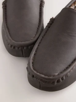 Pantoffels*Next - Moccasinpantoffels met voering van imitatiebont Bruin