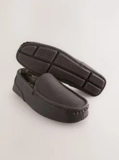 Pantoffels*Next - Moccasinpantoffels met voering van imitatiebont Bruin
