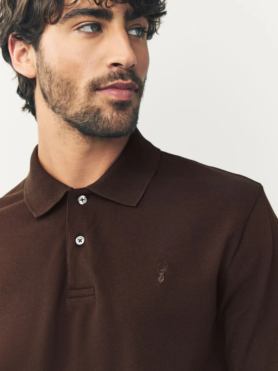 Poloshirts*Next Bruin - Normale Pasvorm - Piqué poloshirt met korte mouwen