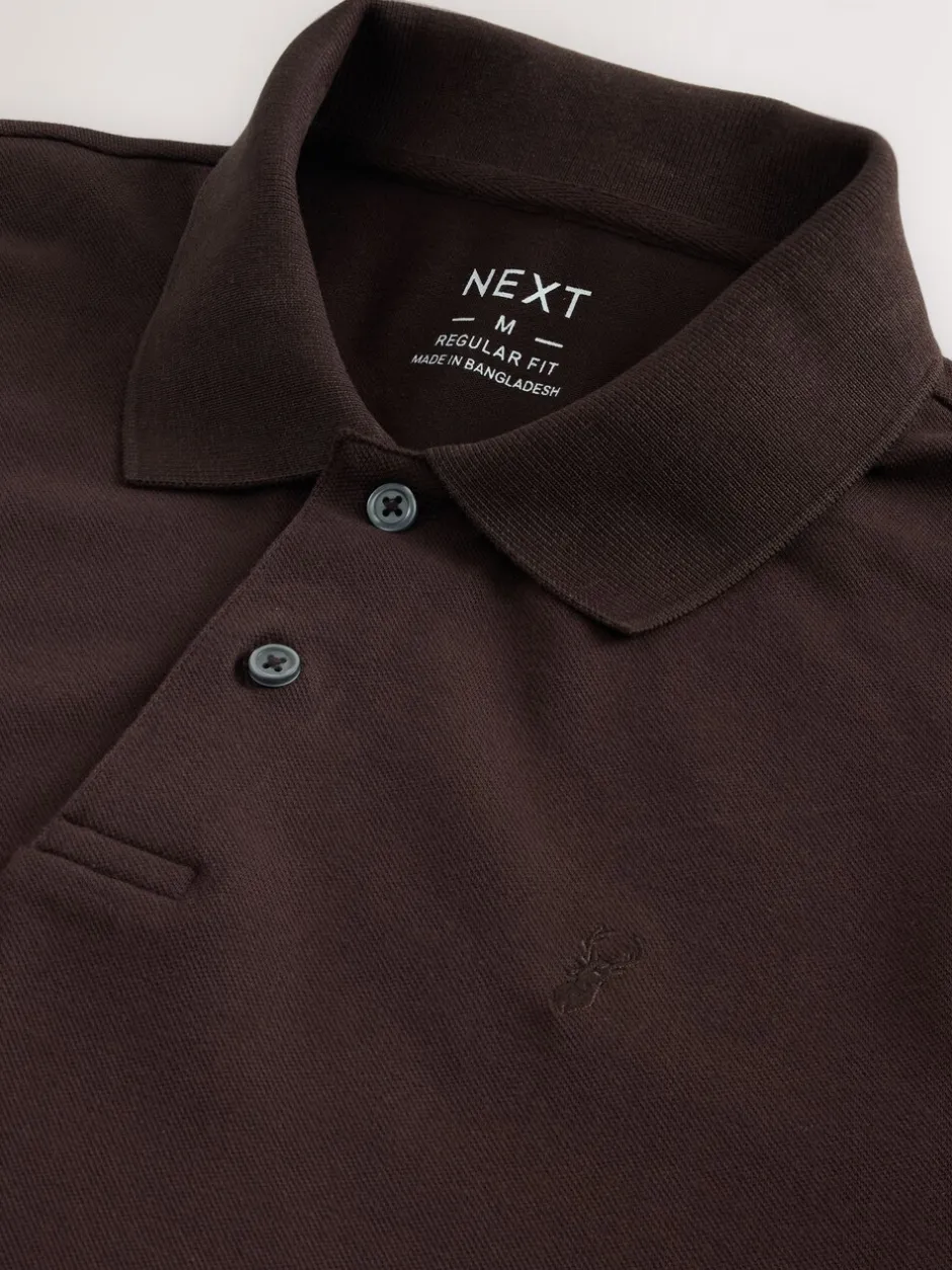 Poloshirts*Next Bruin - Normale Pasvorm - Piqué poloshirt met korte mouwen