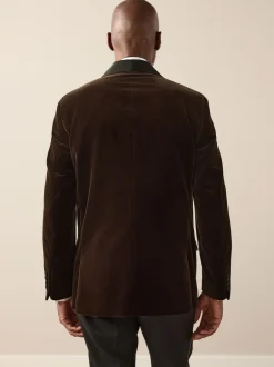 Smokings En Feestkleding*Next - Normale Pasvorm - Signature Pontoglio Italiaanse fluwelen blazer met sjaalkraag Bruin