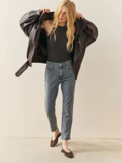 Jassen En Jacks|Nothing Ordinary - Faux Leather Funnel Collared Biker Jacket Bruin