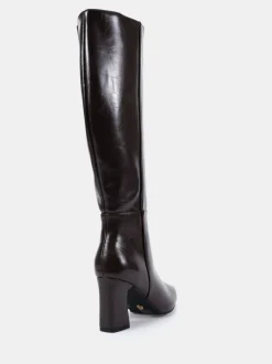 Ruimvallend En Extraruimvallend|Boots*Novo - Wide Fit Gala Point Toe Block Heel Knee Boots Bruin