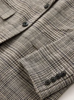 Kostuums En Werkkleding|Next Bruin - N.Premium Check Linen Rich Single Breasted Blazer