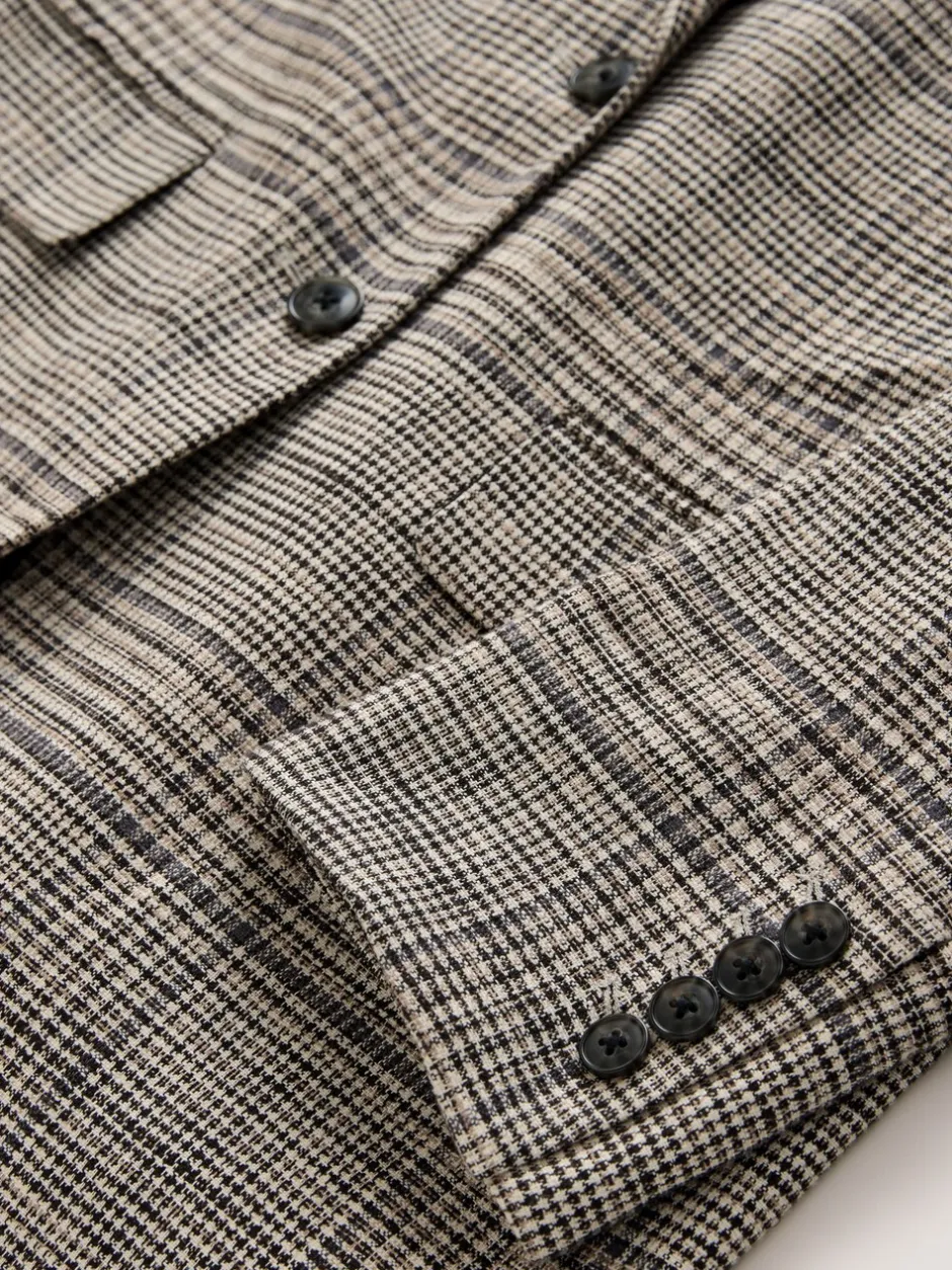Kostuums En Werkkleding|Next Bruin - N.Premium Check Linen Rich Single Breasted Blazer