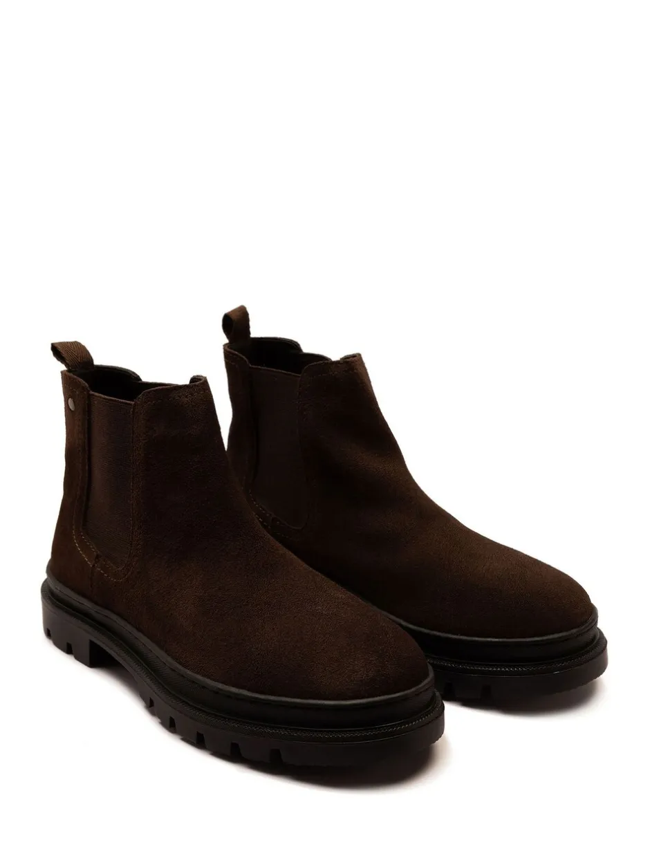 Boots*Off The Hook - Harrison Suede Leather Formal Chelsea Boots Bruin