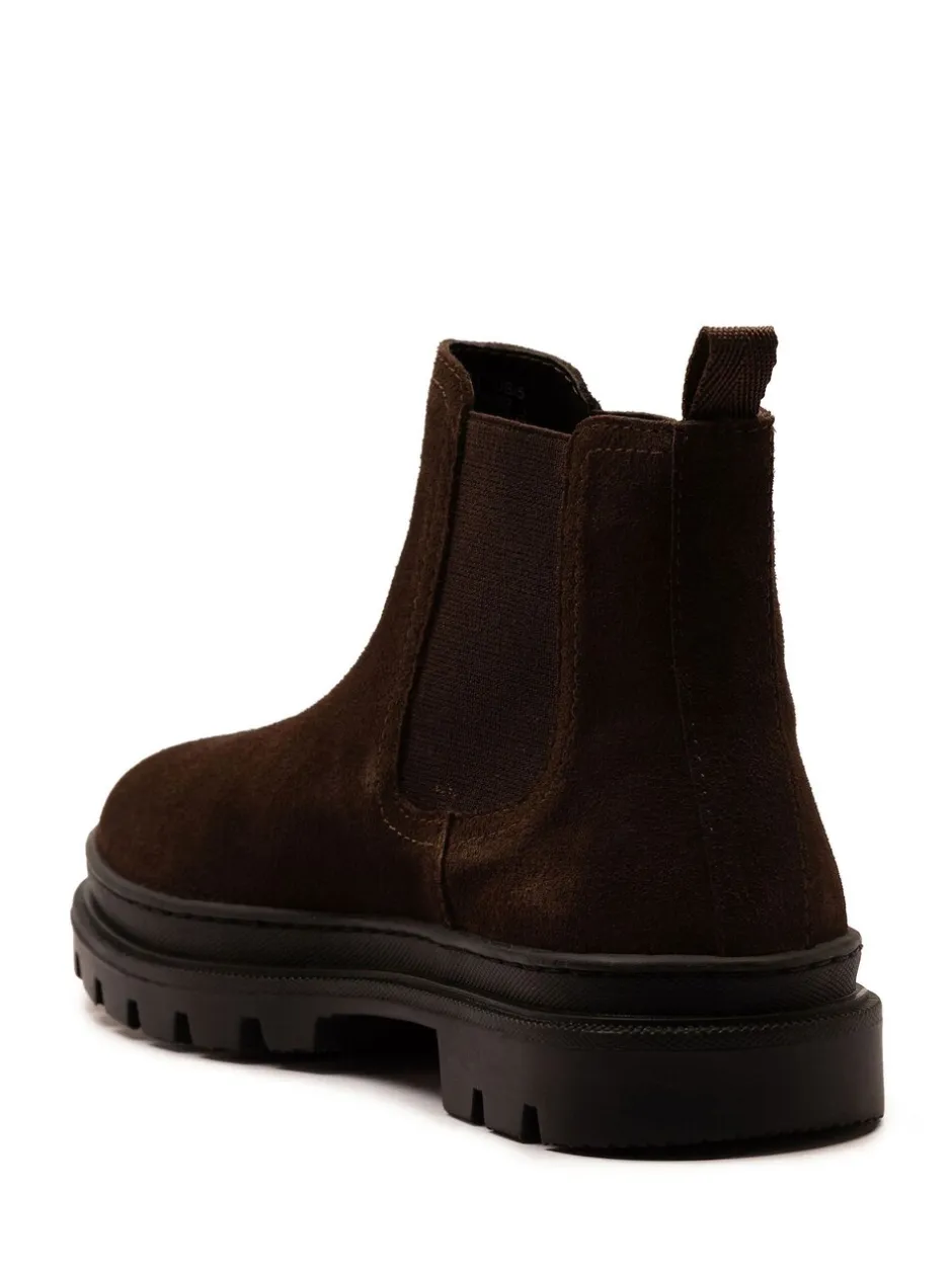 Boots*Off The Hook - Harrison Suede Leather Formal Chelsea Boots Bruin