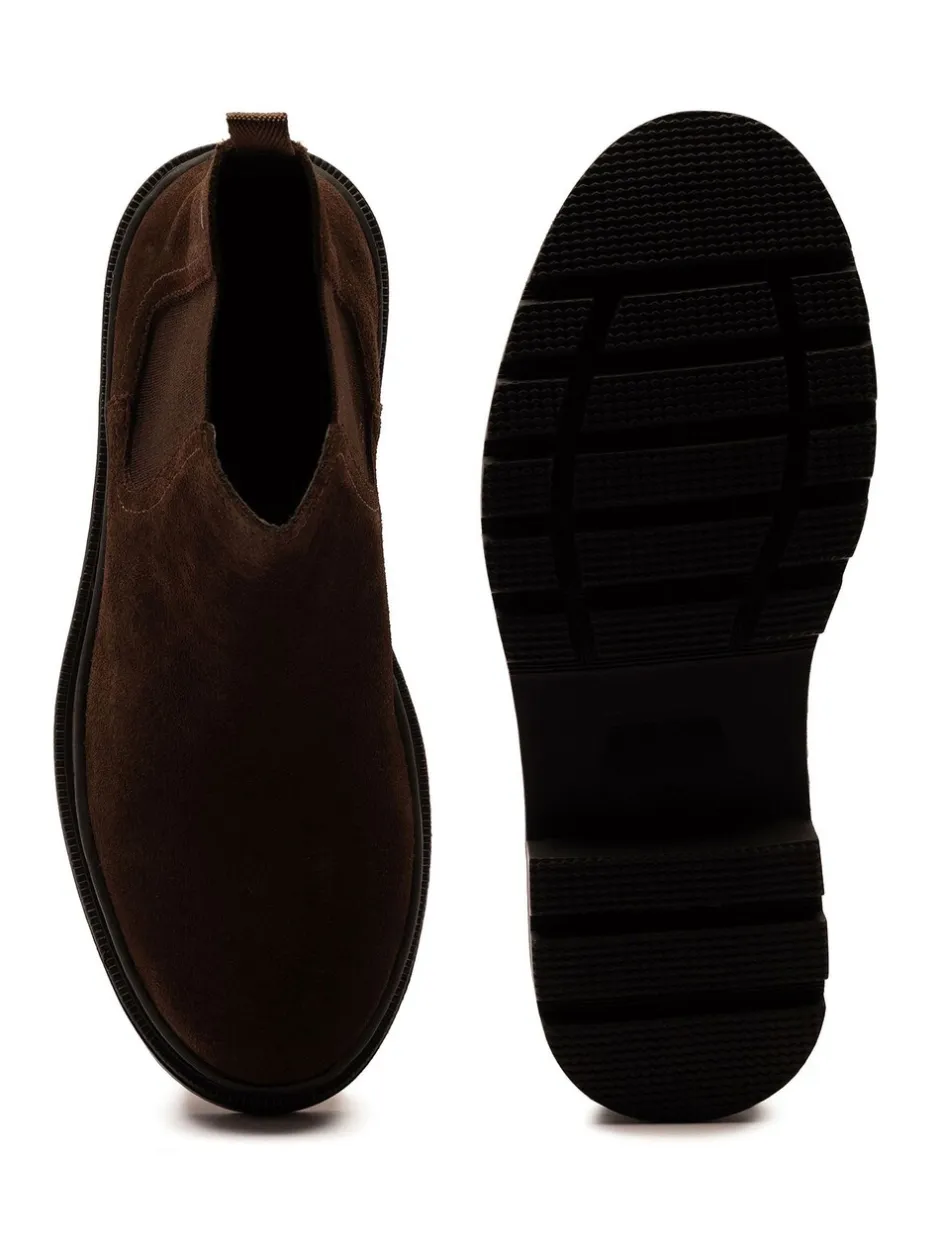 Boots*Off The Hook - Harrison Suede Leather Formal Chelsea Boots Bruin