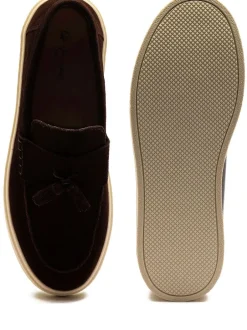 Schoenen|Formele Schoenen|Off The Hook - Rory Suede Tassel Loafers with Flat Sole Bruin