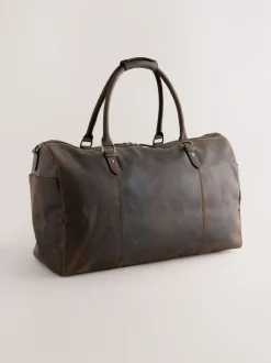 Tassen|Next Bruin - Oily Leather Weekend Holdall Bag