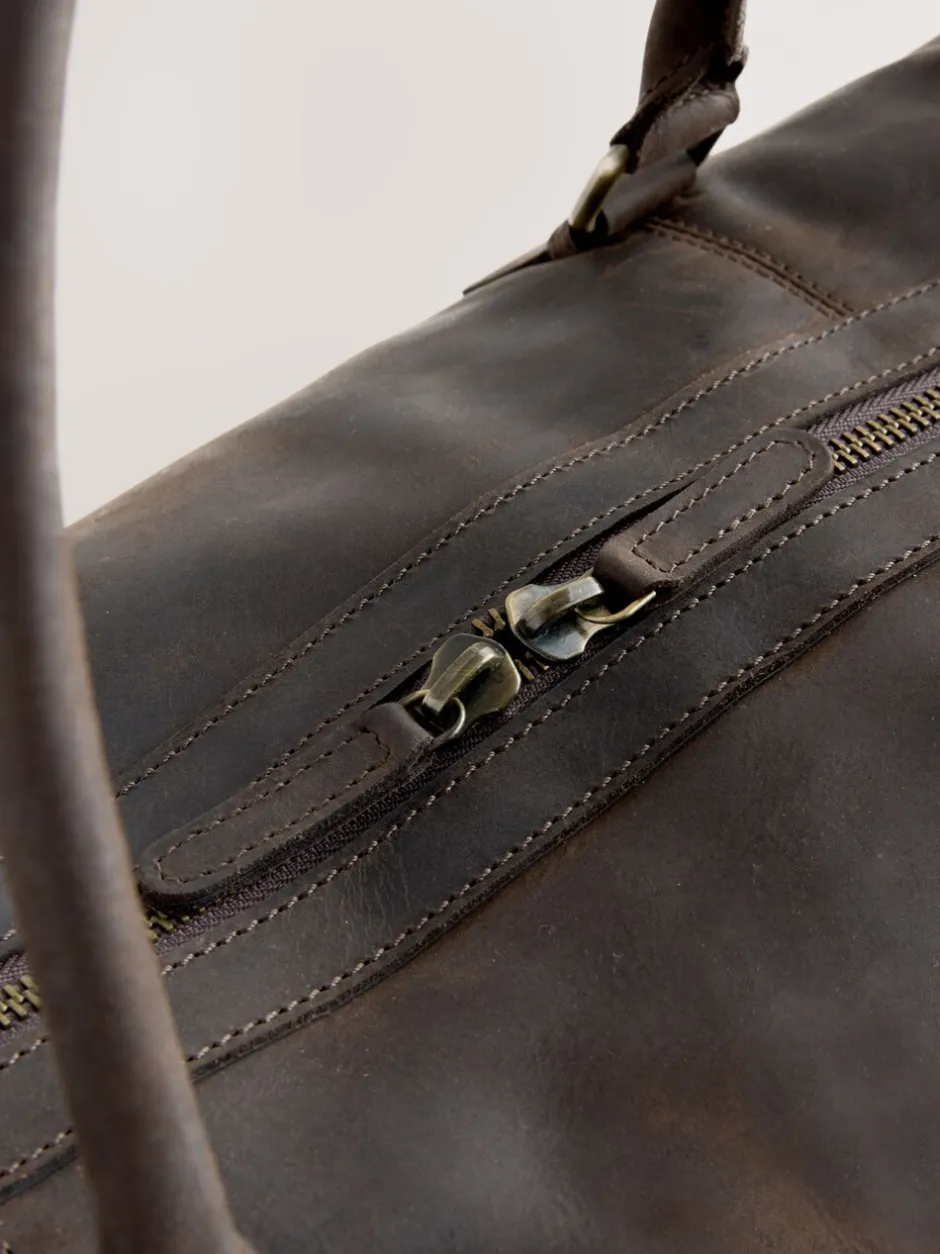 Tassen|Next Bruin - Oily Leather Weekend Holdall Bag