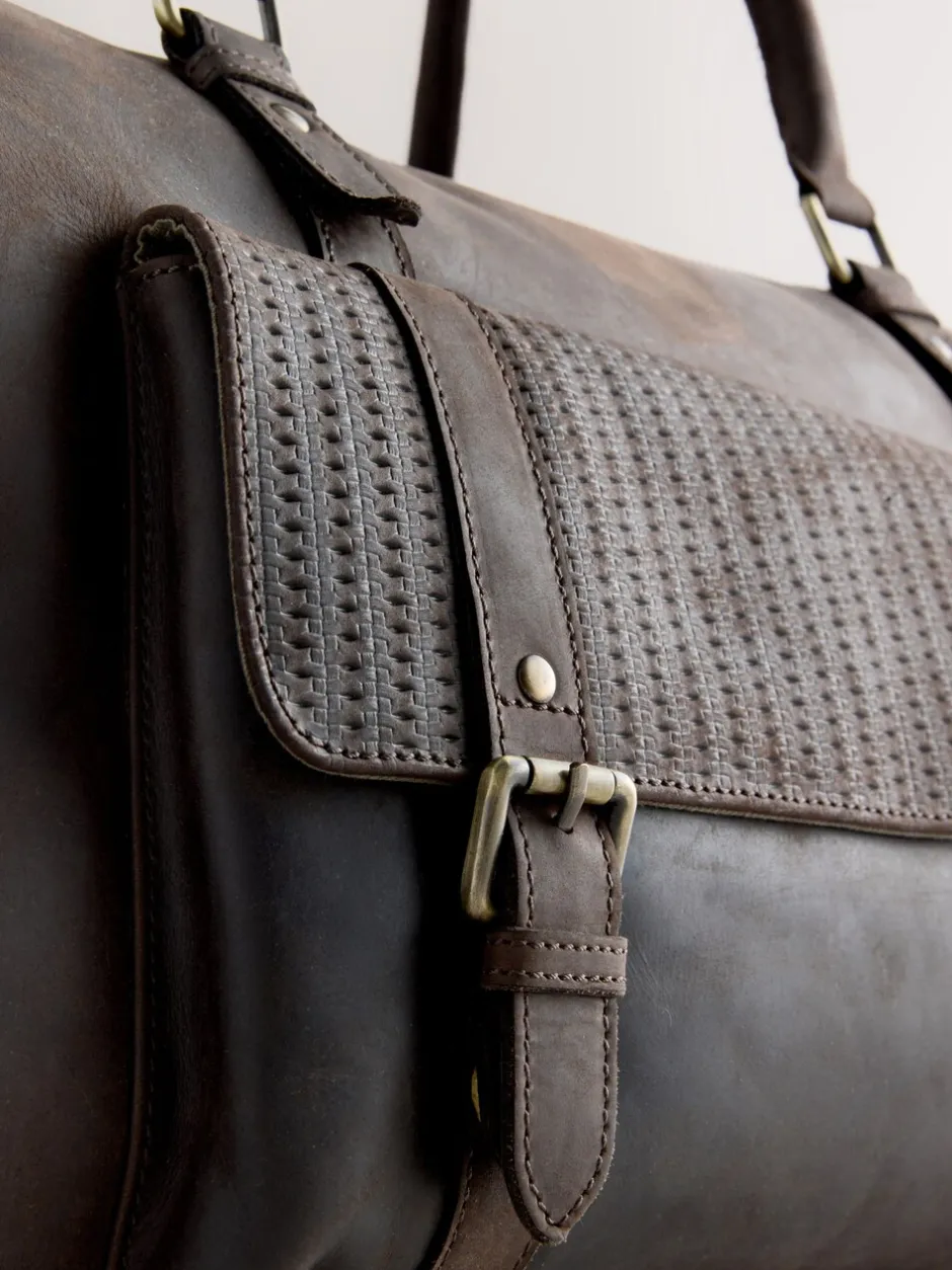 Tassen|Next Bruin - Oily Leather Weekend Holdall Bag