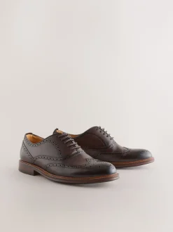 Schoenen|Next - Oxford Wingcap Leather Shoes Bruin