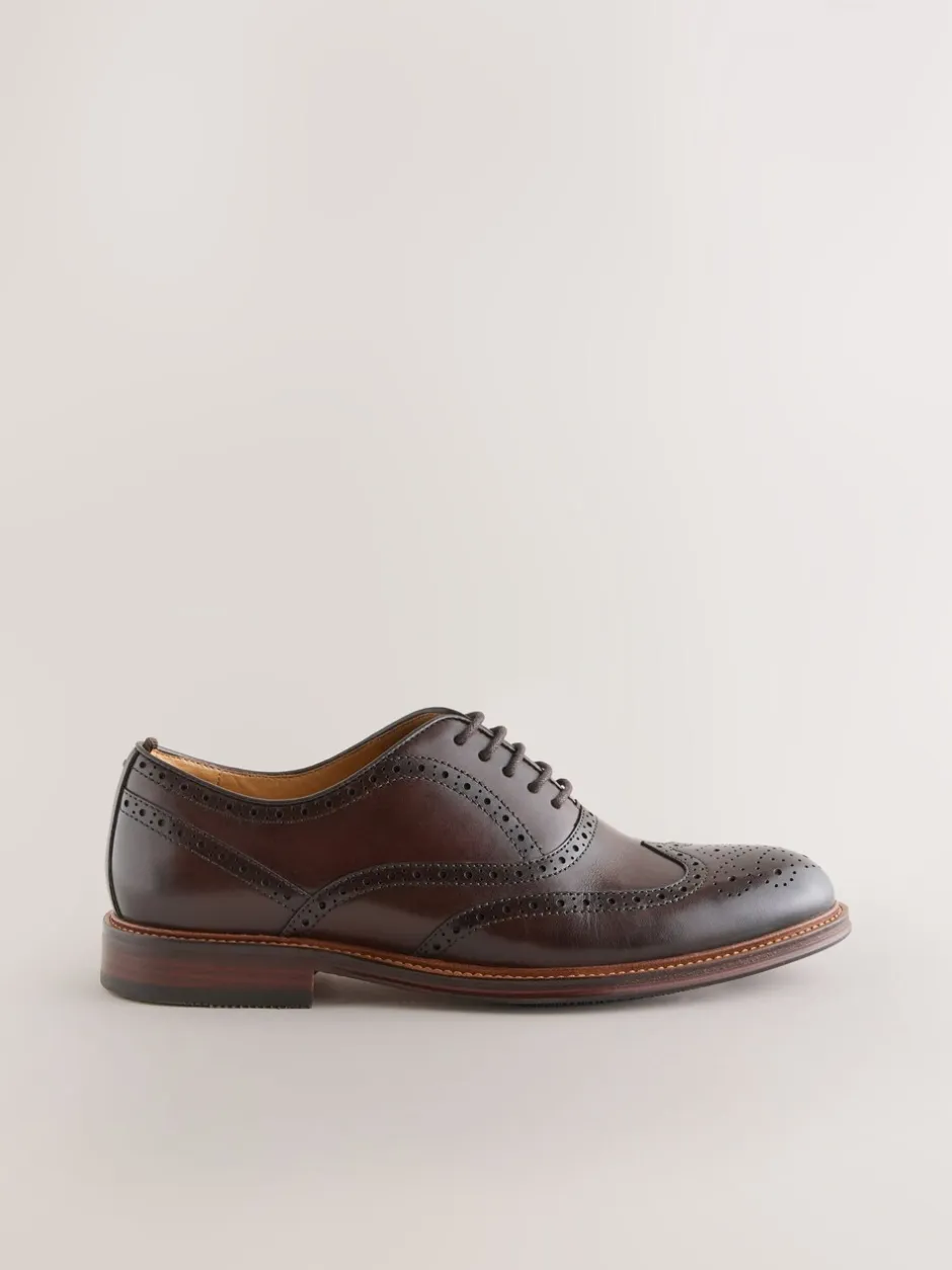Schoenen|Next - Oxford Wingcap Leather Shoes Bruin