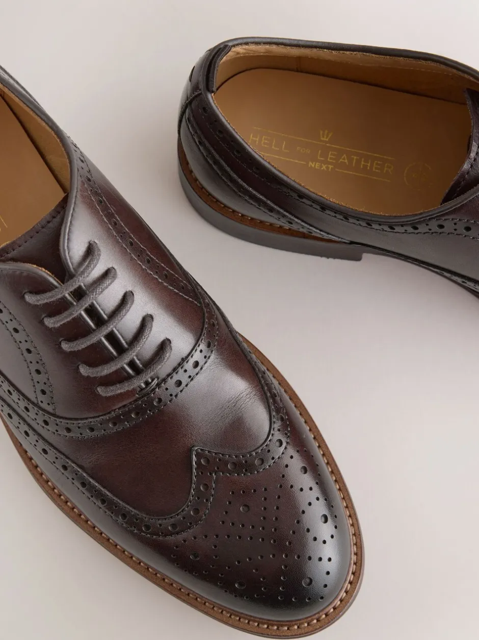 Schoenen|Next - Oxford Wingcap Leather Shoes Bruin
