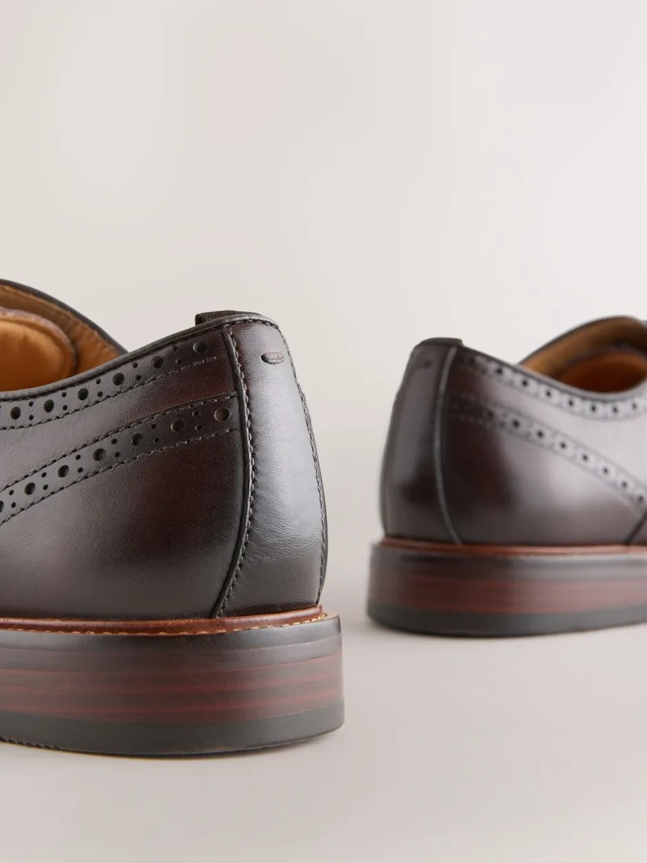 Schoenen|Next - Oxford Wingcap Leather Shoes Bruin