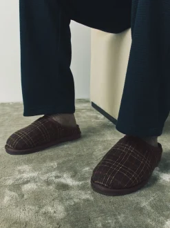 Pantoffels*Next Bruin - Pantoffelmuiltjes met ruitjes