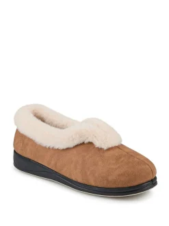 Ruimvallend En Extraruimvallend|Pantoffels*Pavers - Wide Fit Memory Foam Cosy Slippers Bruin