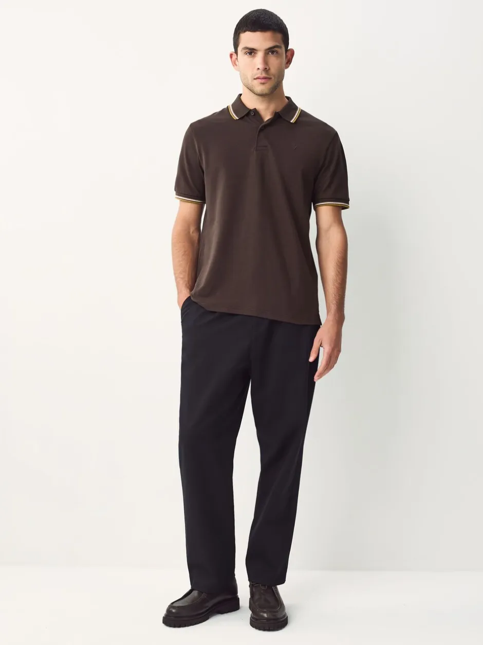 Poloshirts*Next Bruin - Regular fit poloshirt met korte mouwen en contrasterende randen