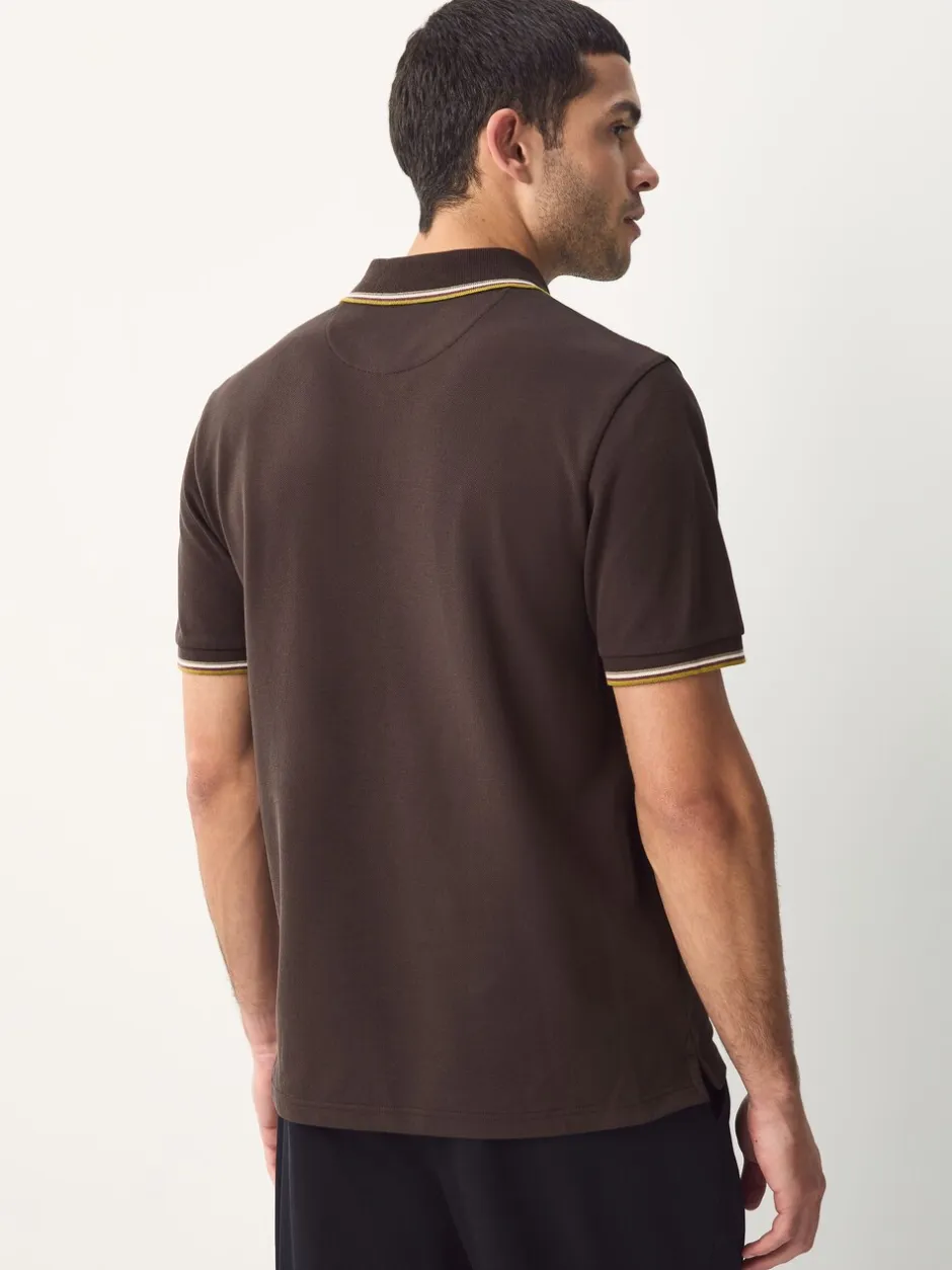 Poloshirts*Next Bruin - Regular fit poloshirt met korte mouwen en contrasterende randen