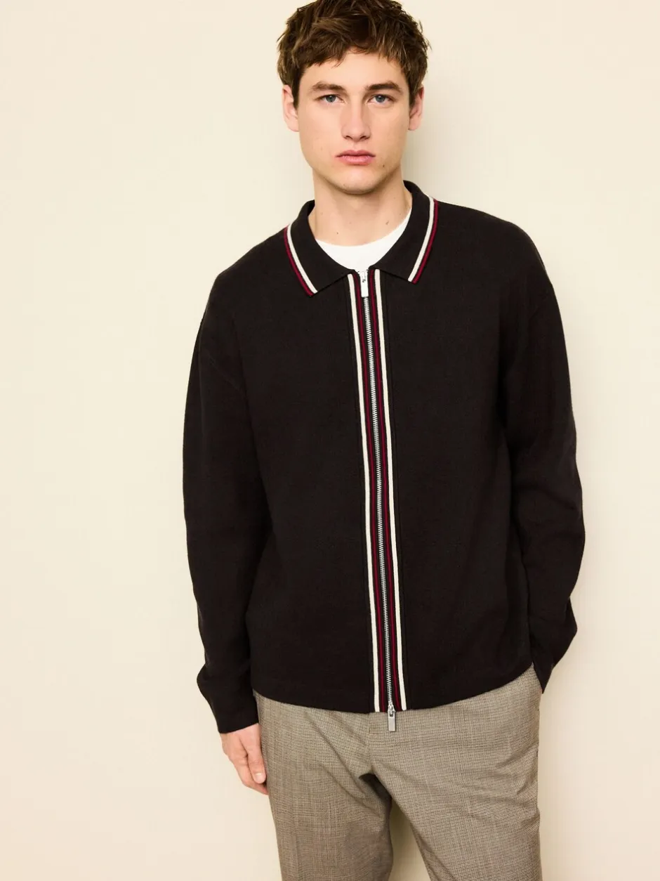 Gebreide Kleding*Next Bruin - Regular Fit Premium Mid Weight Tipped Zip Through Collared Cardigan