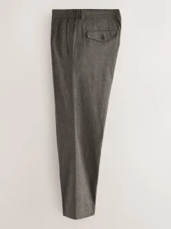 Formele Broek|Broeken En Chino's|Next - Regular Fit Smart Brushed Cotton Textured Trousers Bruin