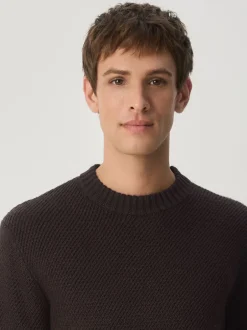 Gebreide Kleding|Next - Regular Fit Textured Crew Jumper Bruin