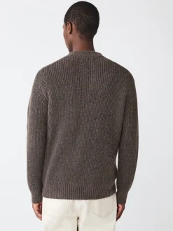 Gebreide Kleding|Next - Rib Texture Zip Through Cardigan with Wool Bruin