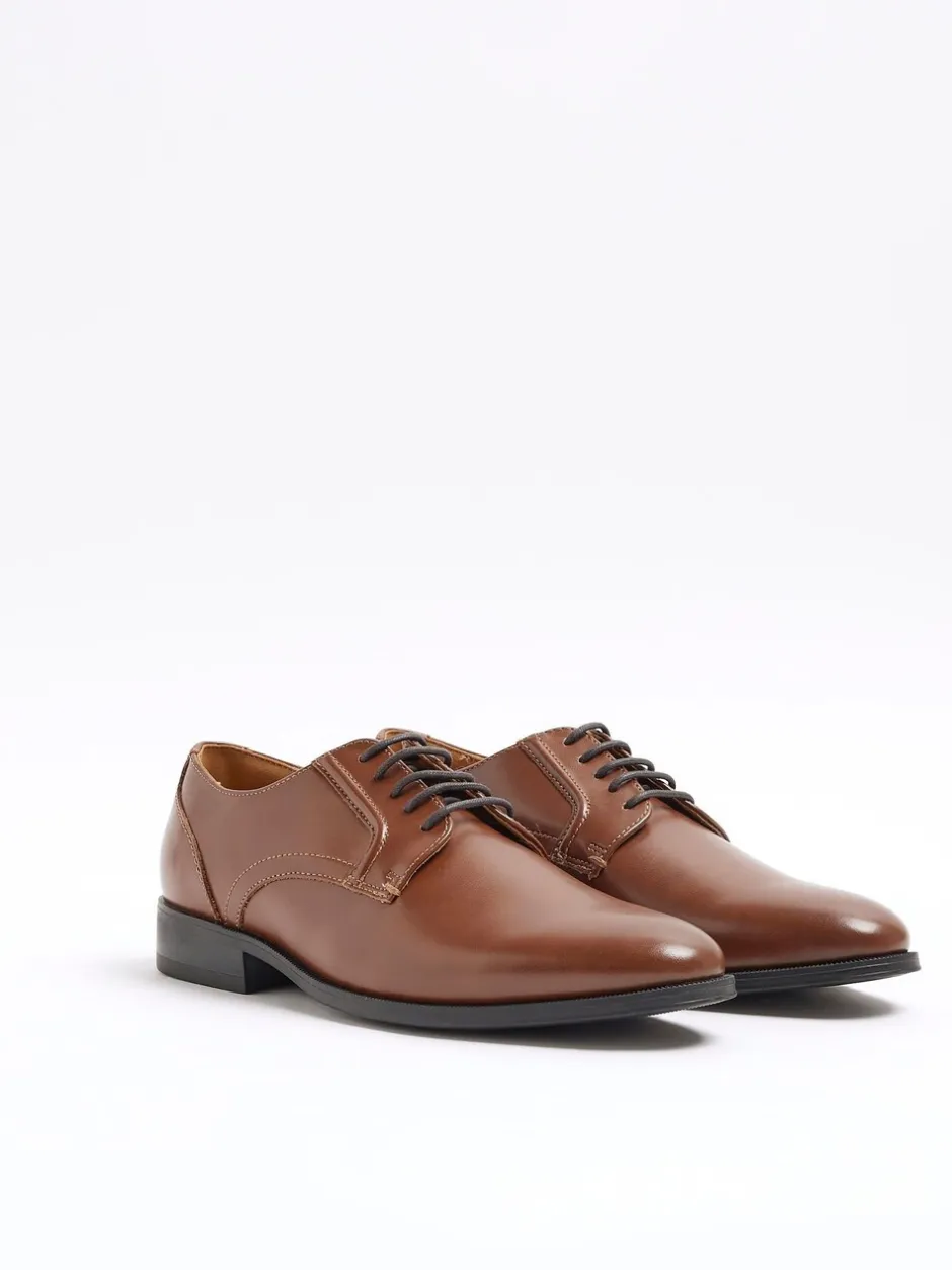 Formele Schoenen|River Island - Formele Derby Schoenen Bruin