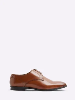 Formele Schoenen|River Island - Wide Fit Leather Formal Derby Shoes Bruin