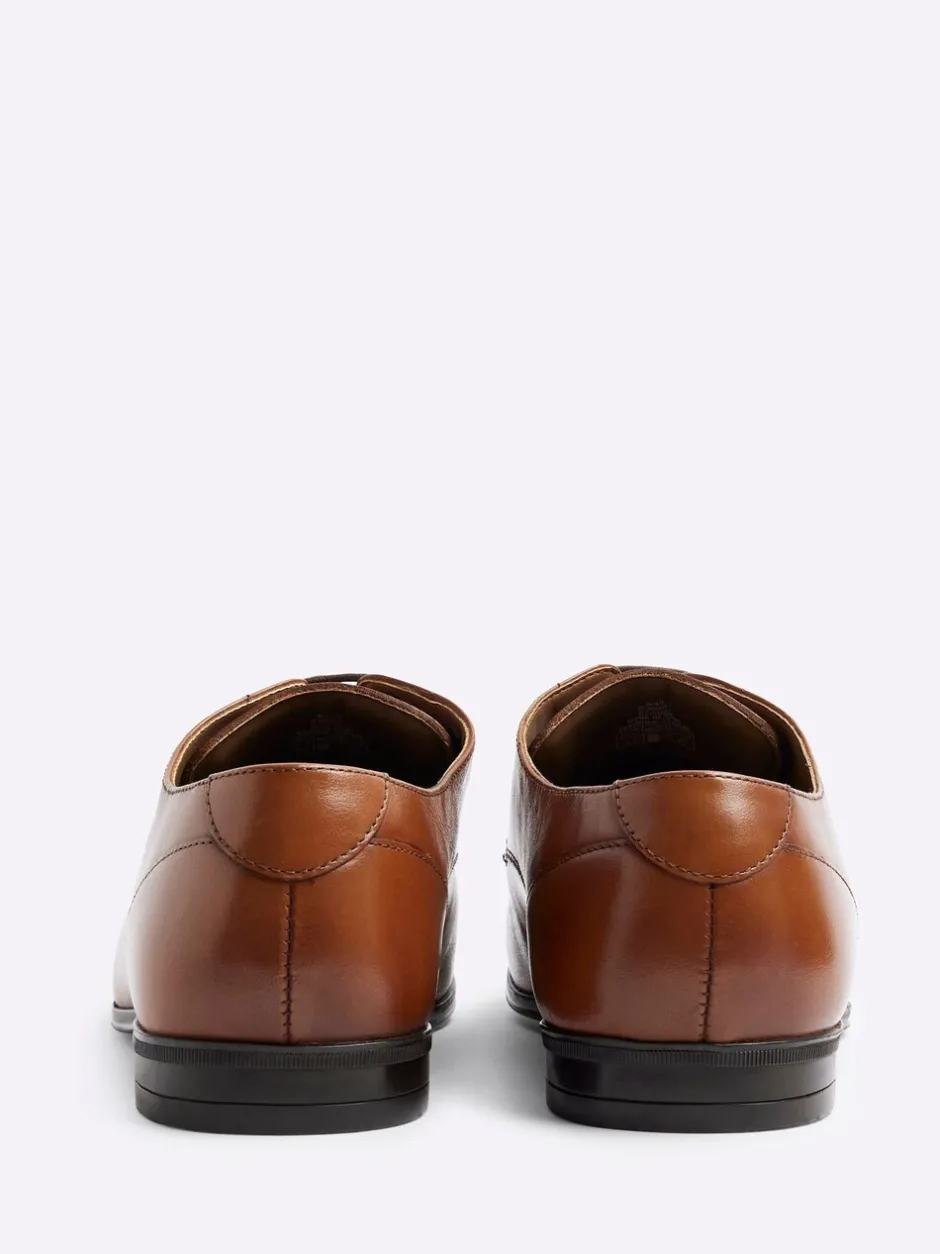 Formele Schoenen|River Island - Wide Fit Leather Formal Derby Shoes Bruin