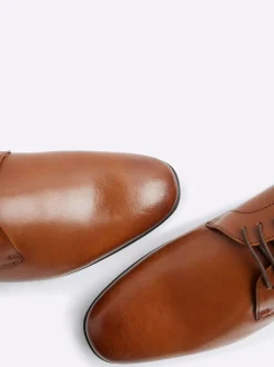 Formele Schoenen|River Island - Wide Fit Leather Formal Derby Shoes Bruin