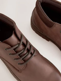Boots|Next - Rugged Leather Ankle Boots Bruin
